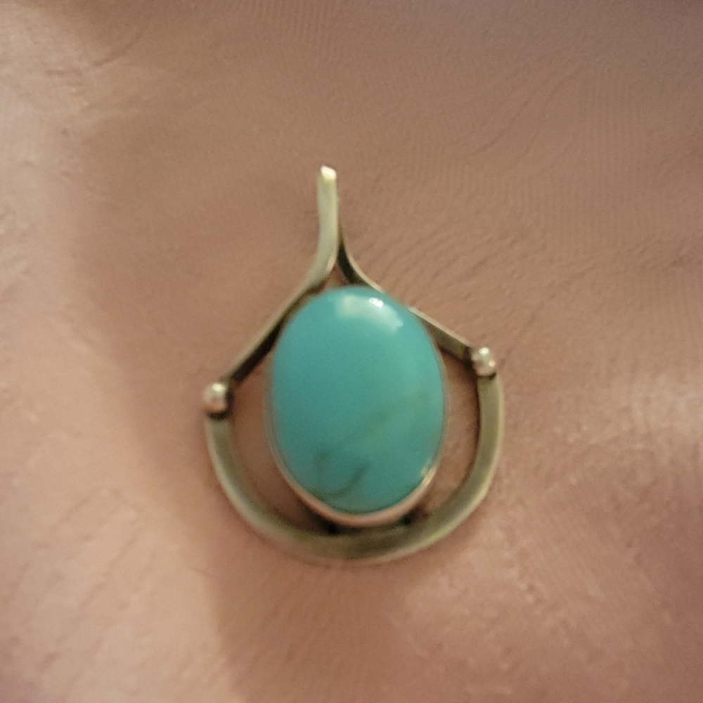 Vintage Sterling Silver Turquoise slide